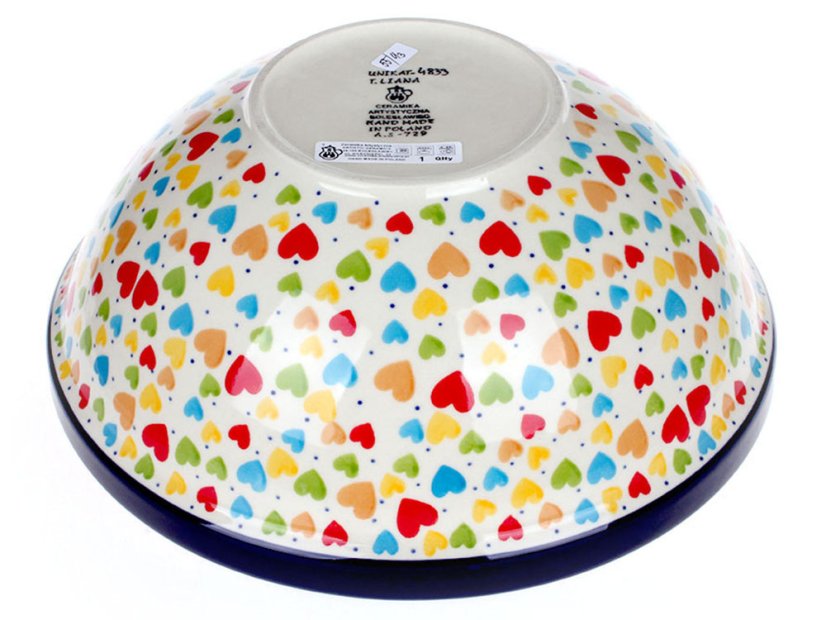 mísa KLASIK velká 27,5 cm   Barevná srdce  UNIKÁT