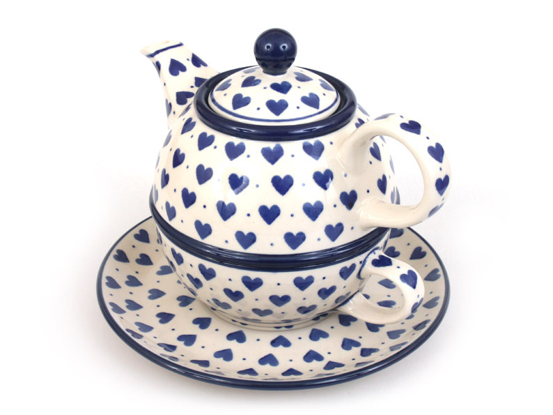 One-cup Teapot 0,6 l+0,25 l   Blue Hearts