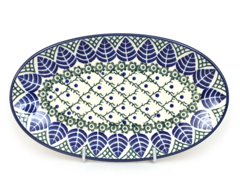 Oval Plate 22 cm (8")   Blue Leaves