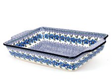 Auflaufform  mit Griffe 39 cm   Blaue Rose
