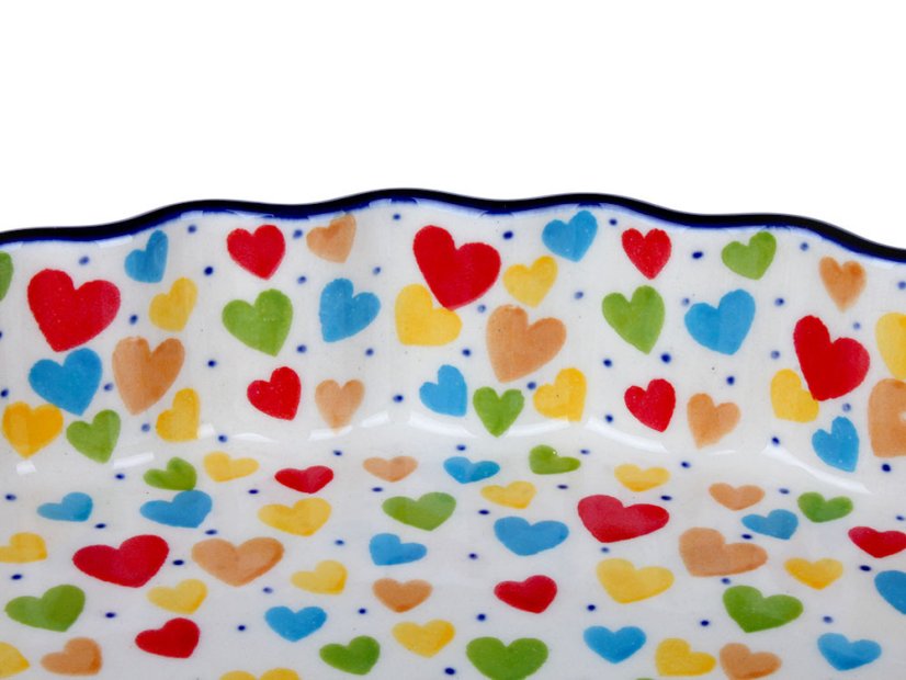 Pie Baking Dish 29 cm (11")   Colorful Hearts UNIKAT
