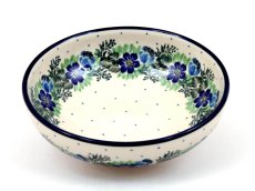 Schüssel niedrig 17 cm   Blumenkranz blau