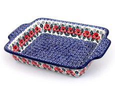 Auflaufform mit Griffe 28 cm Mohnblumen