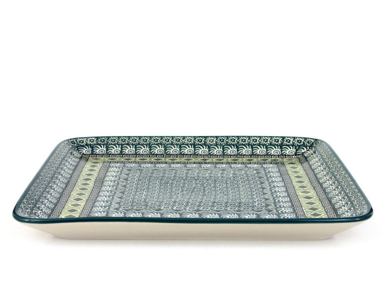 tác čtvercový 28 cm   Aztécké slunce zelené