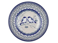 Low Bowl 17 cm (7") Titmouses in Winter UNIKAT