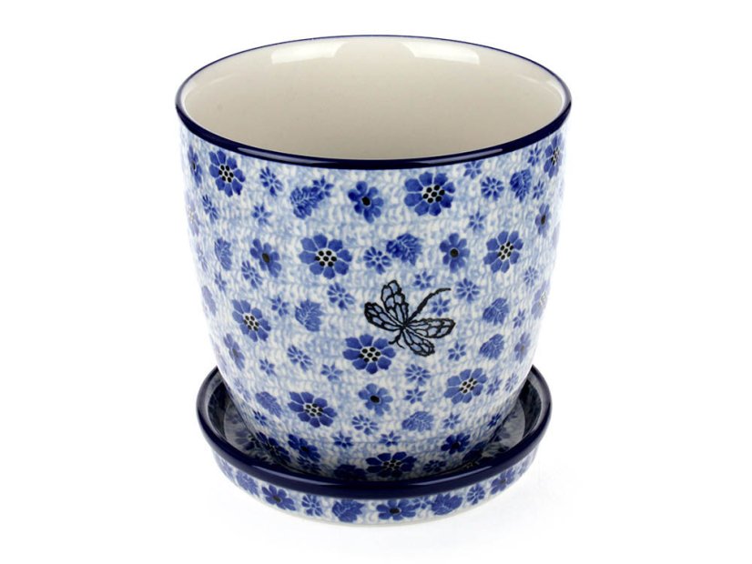 Flower Pot with Saucer   Dragonfly