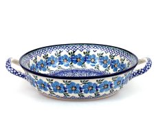 Auflaufform rund mit Henkel 25 cm   Blaue Rose