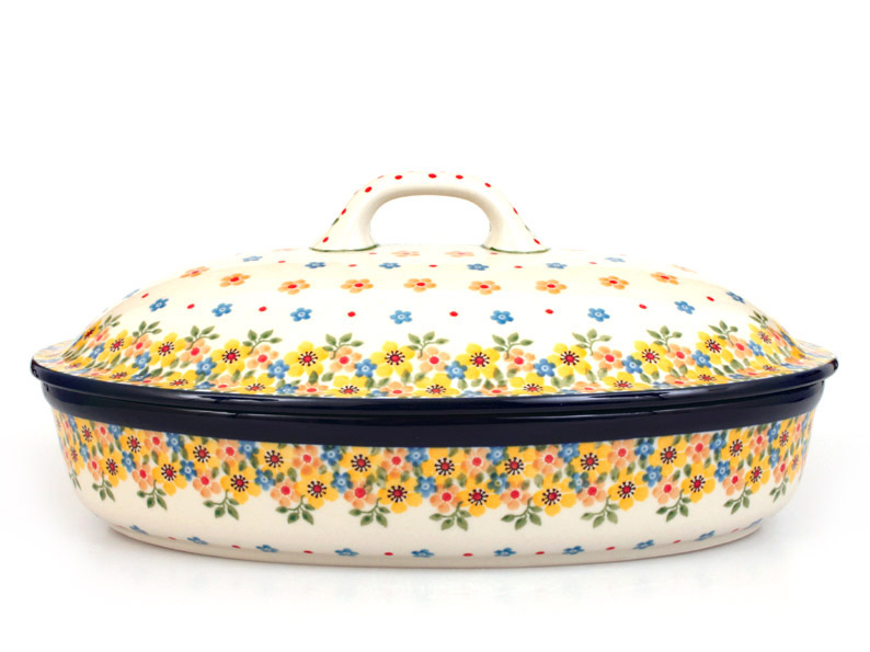Backform mit Deckel Oval 31 cm   Frühling