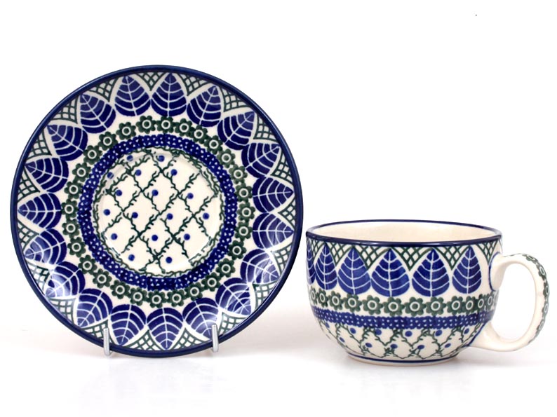 Cup with Saucer 0,35 l (13 oz)   Blue Leaves