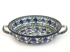 Auflaufform rund mit Henkel 25 cm   Kornblumen