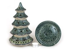 Weihnachtsbaum Windlicht 26 cm   Aztec Sonne grüne