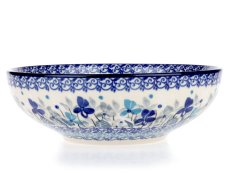 Schüssel niedrig 17 cm Violen in blau UNIKAT