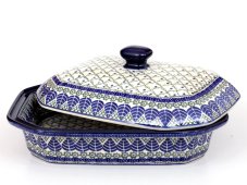 Baking Dish with Lid 31 cm (12") Blue Leaves