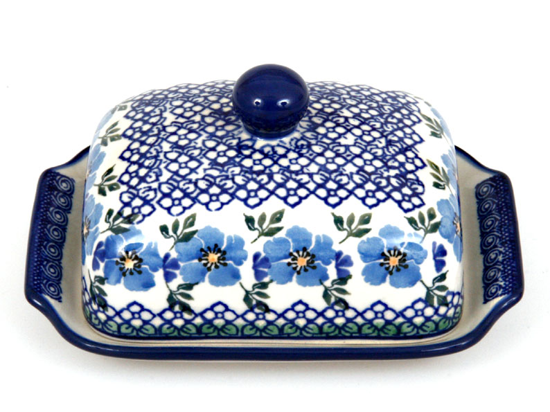 Butter Dish   Blue Rose
