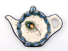 "Jug" Teabag Plate Peacock Feather