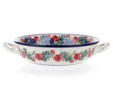 Auflaufform rund mit Henkel 17 cm   Blumenkranz