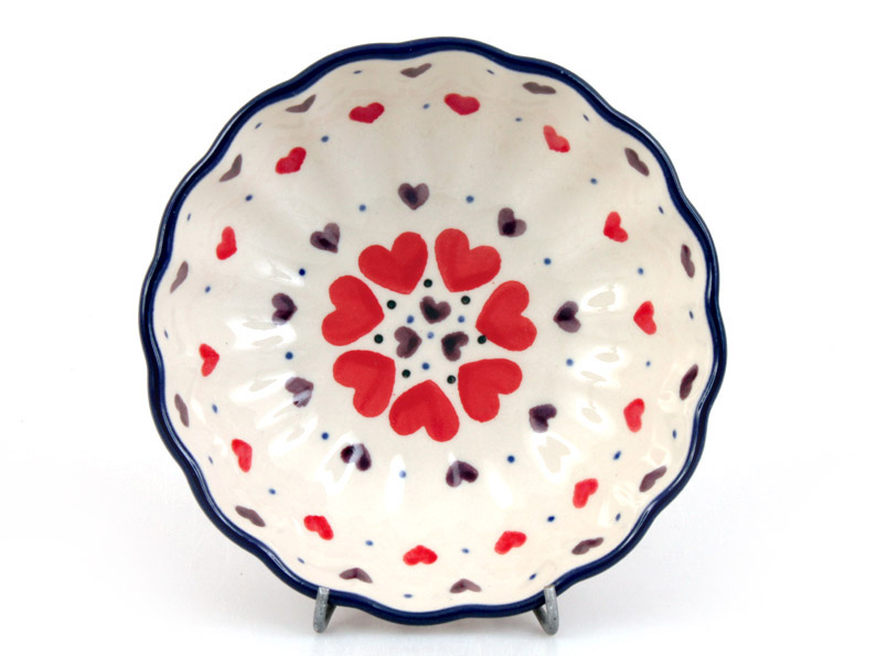 Corrugated Bowl 12 cm (5")   Red Hearts