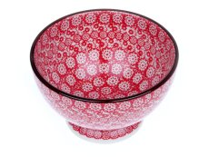 miska na soklu 14,5 cm   Červená krajka