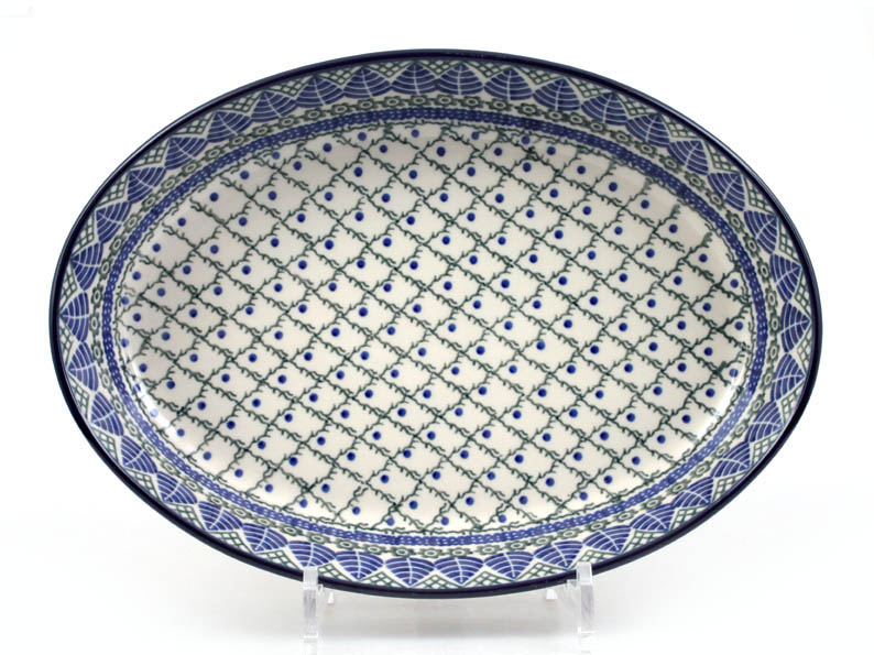 Oval Baking Dish with Lid 31 cm (12")   Blue Leaves