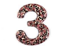 House Number "3"  10 cm (4")   Roses with Thorns