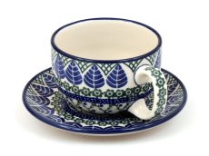 Tasse mit Untertasse 0,35 l   Blaue Blätter