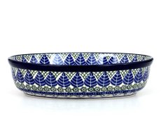 Oval Baking Dish 24 cm (9") Blue Leaves