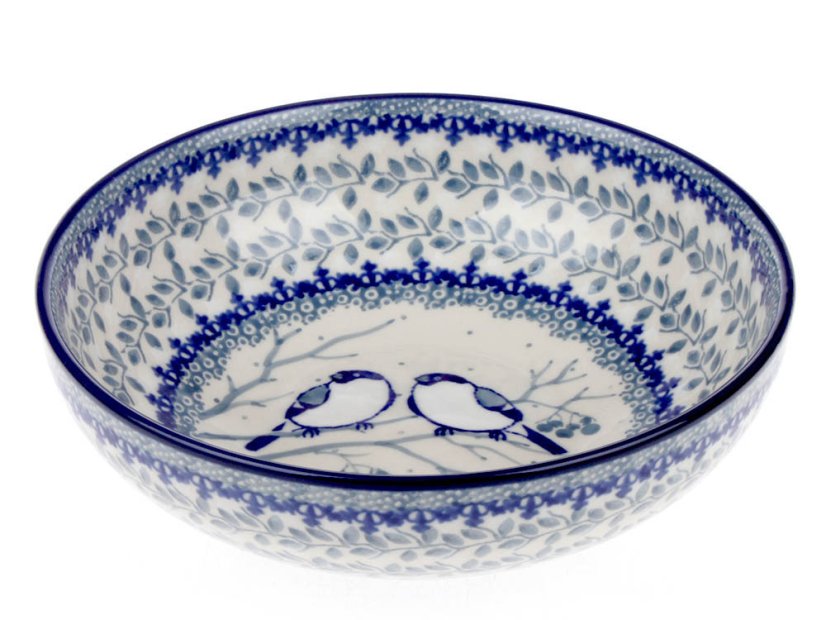 Low Bowl  17 cm (7")   Titmouses in Winter UNIKAT