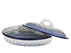 Oval Baking Dish with Lid 31 cm (12") Lily of the Valley