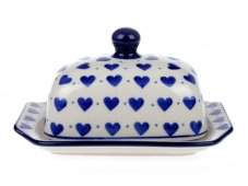 Butterdose klein 1/8 kg   Blaue Herzchen