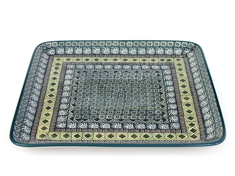 Platte rechteckig 28 cm   Aztec Sonne grüne