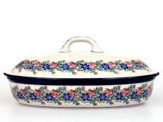 Backform mit Deckel Oval 36 cm   Blumenkranz