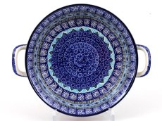 Auflaufform rund mit Henkel 25 cm   Aztec Sonne blau