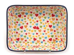 Rectangle Baking Dish 24 cm (10")   Colorful Hearts UNIKAT