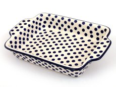Auflaufform  mit Griffe 28 cm   Punkte