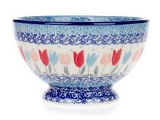 miska na soklu 14,5 cm   Růžové tulipány