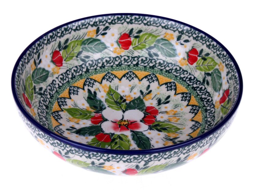 Low Bowl  17 cm (7")   Apple Blossoms UNIKAT