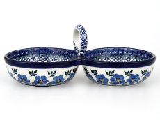 Double Bowl 25 cm   Blue Rose