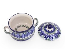 Suppentasse  mit Deckel 0,35 l   Blaue Blätter