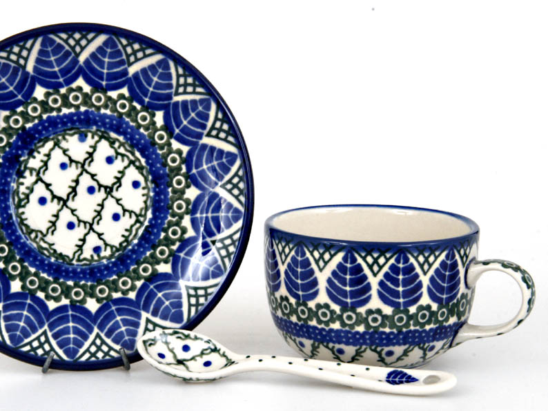 Tasse mit Untertasse 0,2 l   Blaue Blätter