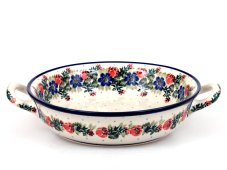 Auflaufform rund mit Henkel 25 cm   Blumenkranz