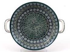 Auflaufform rund mit Henkel 25 cm   Aztec Sonne grüne