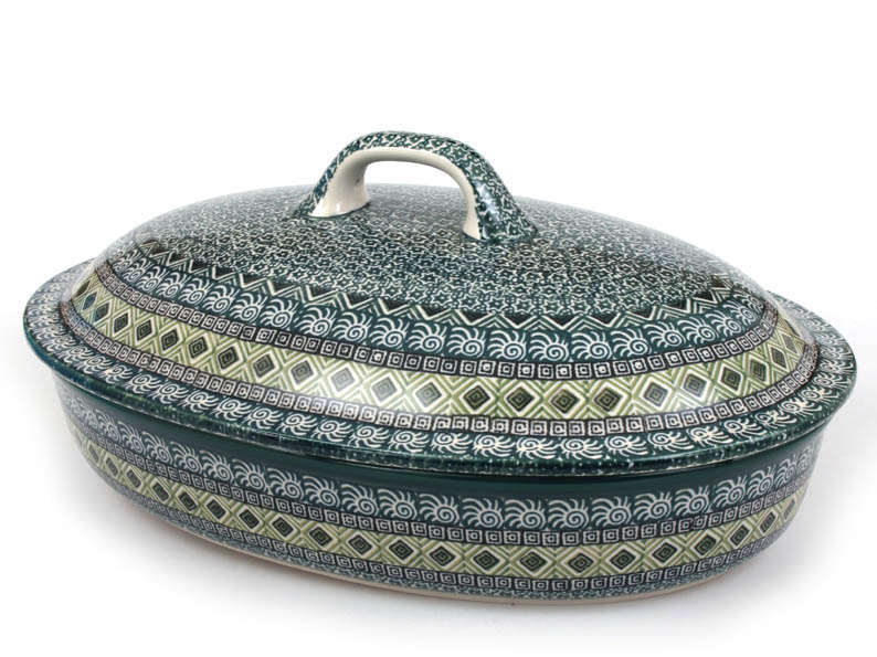 Oval Baking Dish with Lid 36 cm (14")   Aztec Sun green