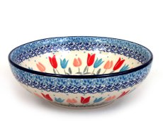 Low Bowl  17 cm (7")   Pink Tulips