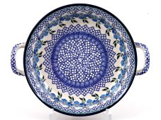 Auflaufform rund mit Henkel 25 cm Blaue Rose