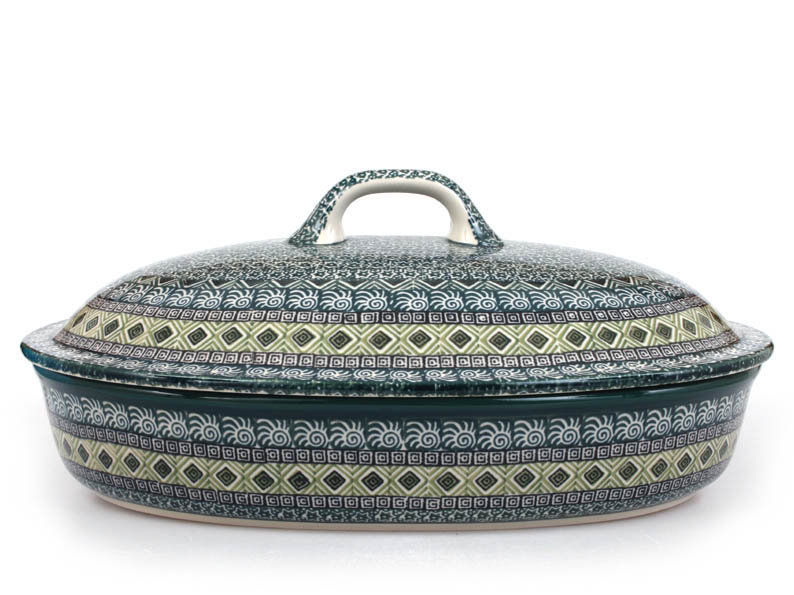 Oval Baking Dish with Lid 36 cm (14")   Aztec Sun green