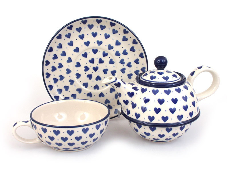 One-cup Teapot 0,6 l+0,25 l   Blue Hearts
