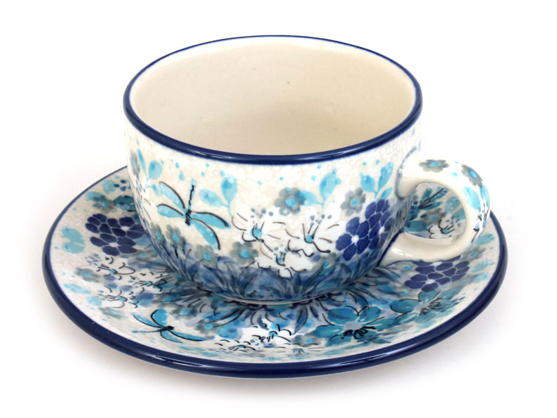 Cup with Saucer 0,2 l (7 oz)   Blue Summer UNIKAT