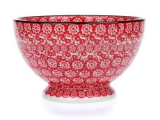 miska na soklu 14,5 cm   Červená krajka